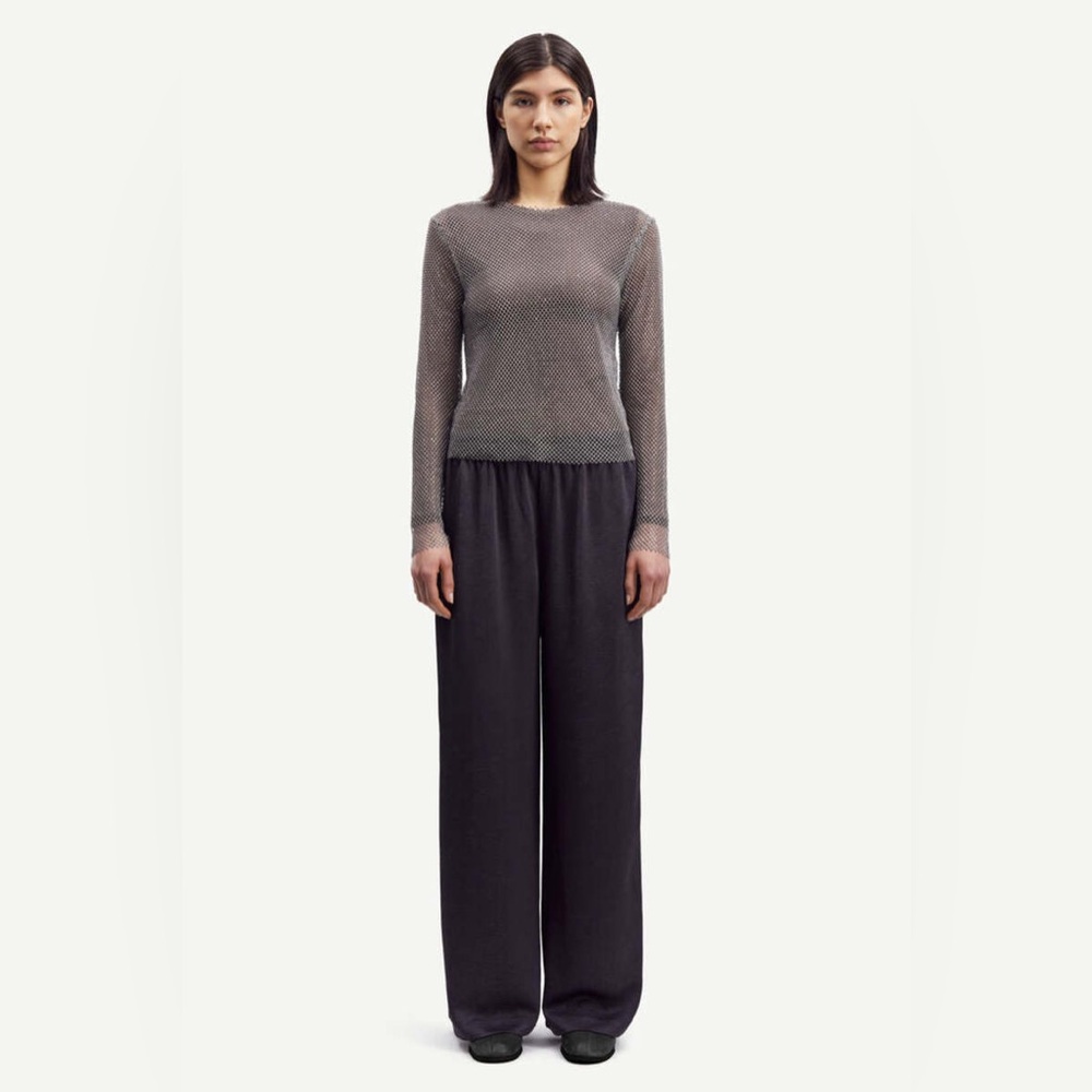 EUC SAMSOE SAMSOE HELENA ELASTIC WAIST TROUSER - BLACK PHANTOM SZ L